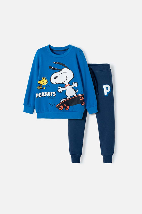 Card slide image -  CONJUNTO DE SNOOPY AZUL REY Y AZUL OSCURO CON JOGGER PARA NIÑO 2T A 5T