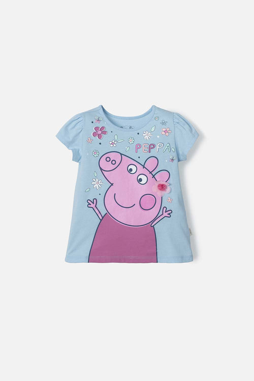Card slide image -  CAMISETA DE PEPPA PIG  MANGA CORTA AZUL CLARA PARA NIÑA 2T A 5T