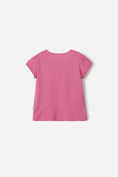 CAMISETA DE PEPPA PIG ROSADA CON ESTAMPADO BRILLANTE PARA NIÑA 2T A 5T