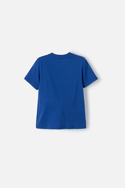  CAMISETA DE SMILEY AZUL ELÉCTRICO MANGA CORTA PARA NIÑO 2T A 5T
