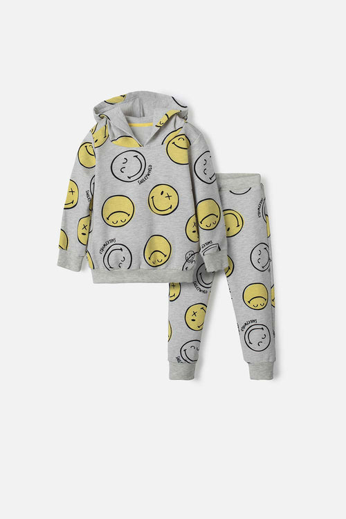 Card slide image -  CONJUNTO DE SMILEY GRIS JASPE DE PANTALÓN LARGO PARA NIÑO 2T A 5T