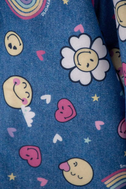 BUZO DE SMILEY MULTICOLOR CON CAPUCHA PARA NIÑA 2T A 5T