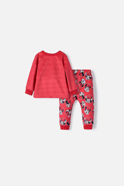 PIJAMA DE MINNIE MOUSE MANGA LARGA ROJO PARA BEBÉ NIÑA