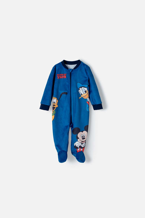 Card slide image -  PIJAMA DE MICKEY MOUSE TIPO MAMELUCO AZUL PARA BEBÉ NIÑO