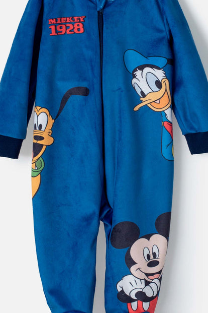 PIJAMA DE MICKEY MOUSE TIPO MAMELUCO AZUL PARA BEBÉ NIÑO