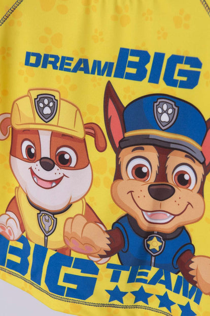 CONJUNTO DE BAÑO DE PAW PATROL AMARILLO Y AZUL MANGA LARGA PARA NIÑO 2T A 5T