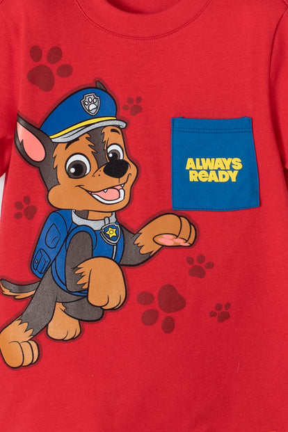 CAMISETA DE PAW PATROL MANGA CORTA ROJO PARA NIÑO 2T A 5T