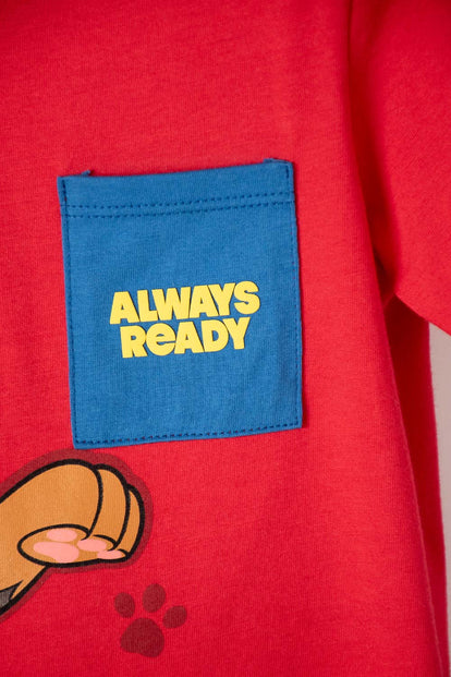 CAMISETA DE PAW PATROL MANGA CORTA ROJO PARA NIÑO 2T A 5T