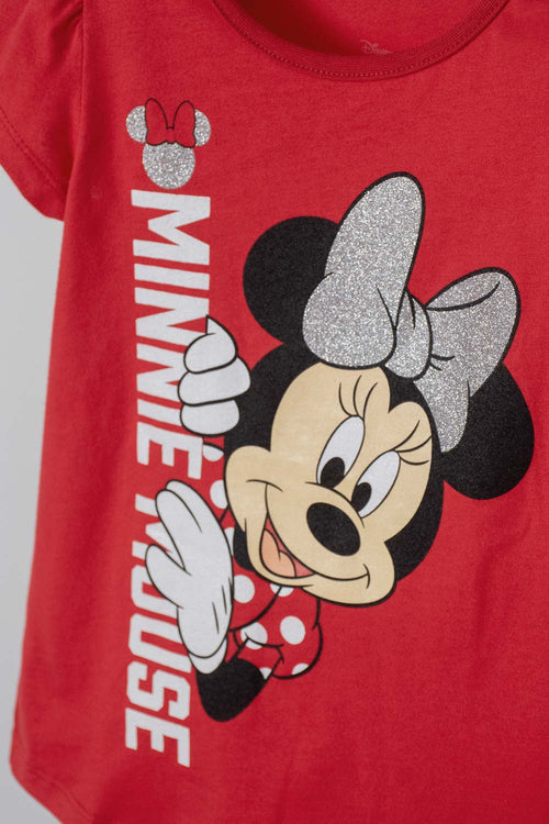 Card slide image -  CAMISETA DE MINNIE MOUSE ROJA MANGA CORTA PARA NIÑA 2T A 5T