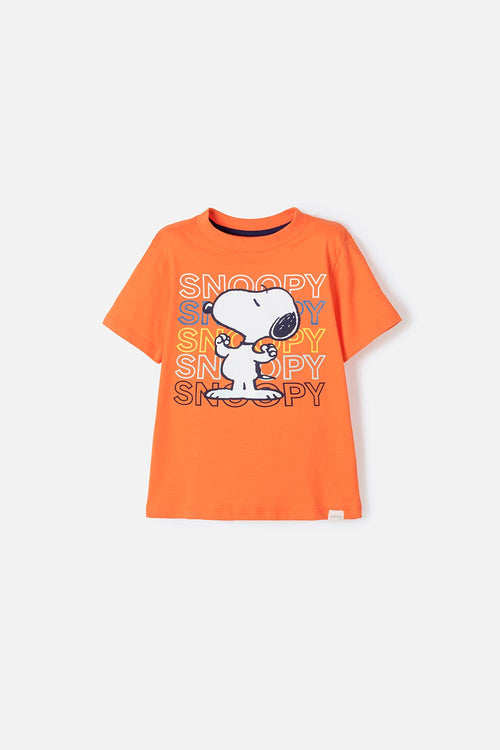 Card slide image -  CAMISETA DE SNOOPY MANGA CORTA NARANJA PARA NIÑO 2T A 5T