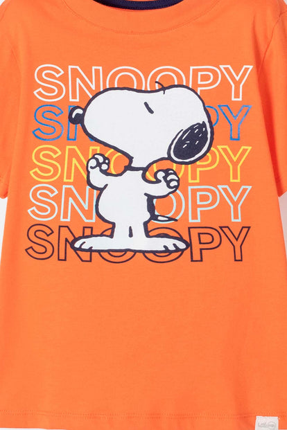 CAMISETA DE SNOOPY MANGA CORTA NARANJA PARA NIÑO 2T A 5T