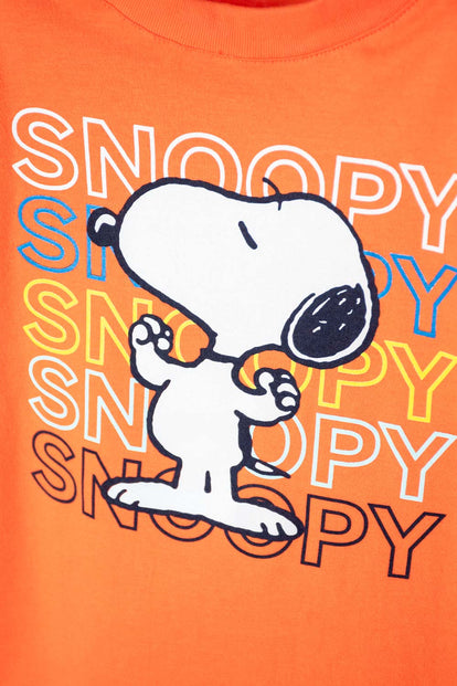  CAMISETA DE SNOOPY MANGA CORTA NARANJA PARA NIÑO 2T A 5T