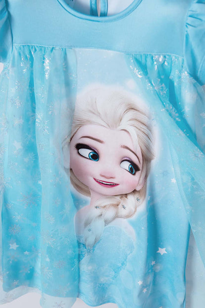  PIJAMA DE FROZEN AZUL TIPO BATOLA PARA NIÑA 2T A 5T