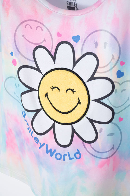 Card slide image -  CAMISETA DE SMILEY MULTICOLOR ESTAMPADA PARA NIÑA 2T A 5T