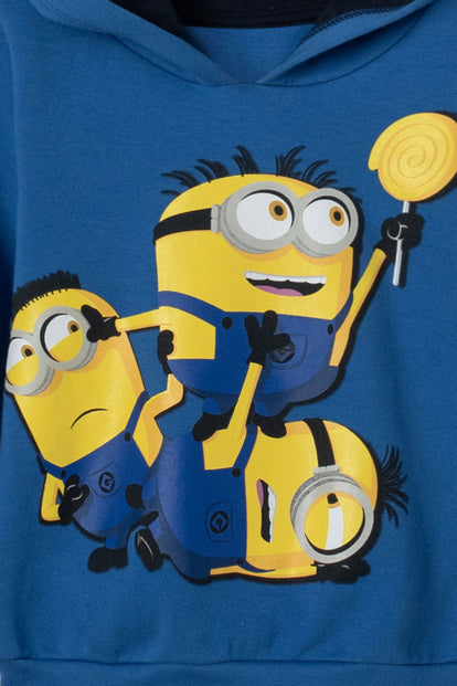  BUZO DE MINIONS AZUL CON CAPUCHA PARA NIÑO 2T A 5T