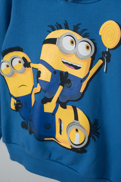  BUZO DE MINIONS AZUL CON CAPUCHA PARA NIÑO 2T A 5T