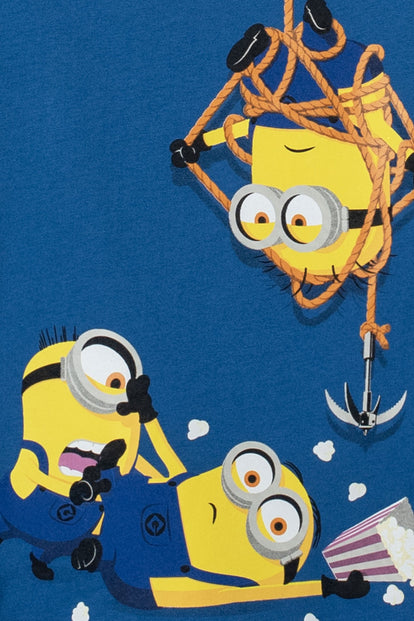 PIJAMA DE MINIONS AZUL DE CAMISETA MANGA LARGA PARA NIÑO 2T A 5T