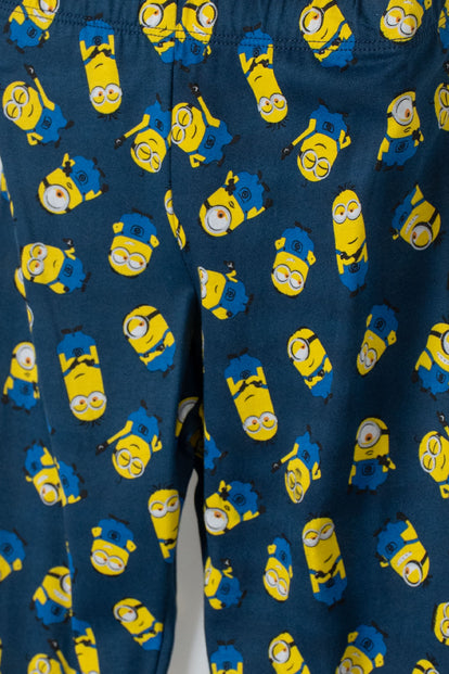 PIJAMA DE MINIONS AZUL DE CAMISETA MANGA LARGA PARA NIÑO 2T A 5T