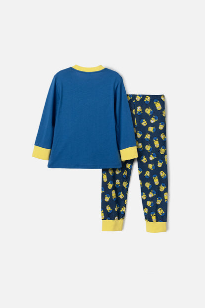 PIJAMA DE MINIONS AZUL DE CAMISETA MANGA LARGA PARA NIÑO 2T A 5T
