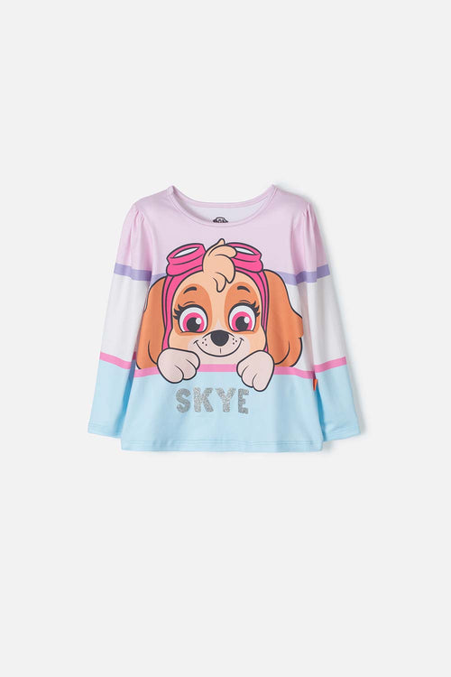 CAMISETA DE PAW PATROL MANGA LARGA ROSADA PARA NIÑA 2T A 5T