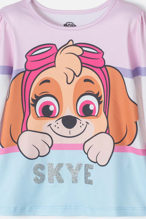 CAMISETA DE PAW PATROL MANGA LARGA ROSADA PARA NIÑA 2T A 5T