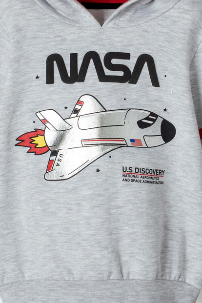 BUZO DE LA NASA CON CAPUCHA GRIS PARA NIÑO 2T A 5T