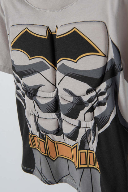 CAMISETA DE BATMAN MANGA CORTA GRIS PARA NIÑO 2T A 5T