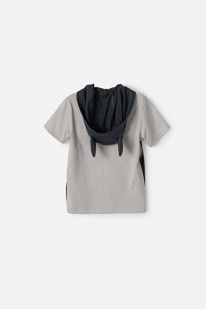 CAMISETA DE BATMAN MANGA CORTA GRIS PARA NIÑO 2T A 5T