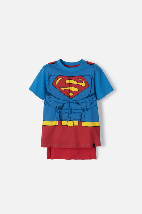 Card slide image -  CAMISETA DE SUPERMAN CON CAPA AZUL Y ROJO PARA NIÑO 2T A 5T