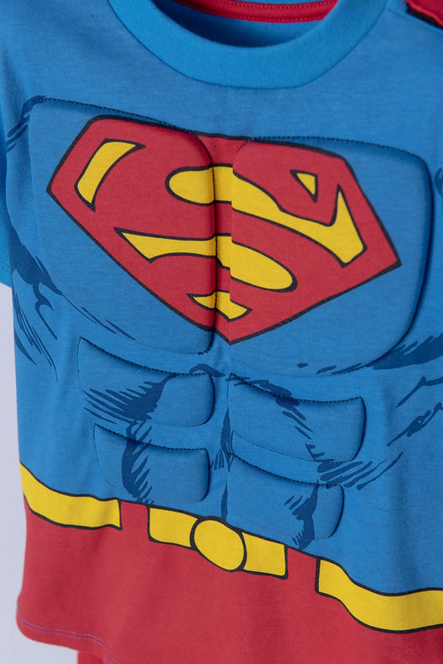 Card slide image -  CAMISETA DE SUPERMAN CON CAPA AZUL Y ROJO PARA NIÑO 2T A 5T