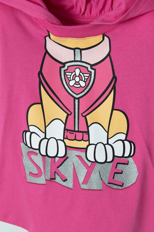 CAMISETA DE PAW PATROL FUCSIA CON CAPUCHA PARA NIÑA 2T A 5T