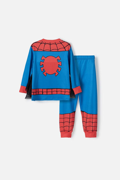 PIJAMA DE SPIDER-MAN CON PANTALÓN LARGO AZUL, ROJO Y NEGRO PARA NIÑO 2T A 5T
