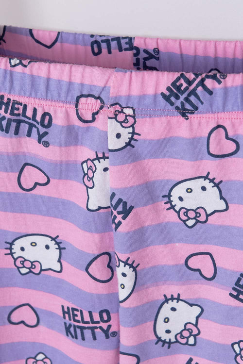 Card slide image -  PIJAMA DE HELLO KITTY CON PANTALÓN LARGO MORADO Y ROSADO PARA NIÑA 2T A 5T