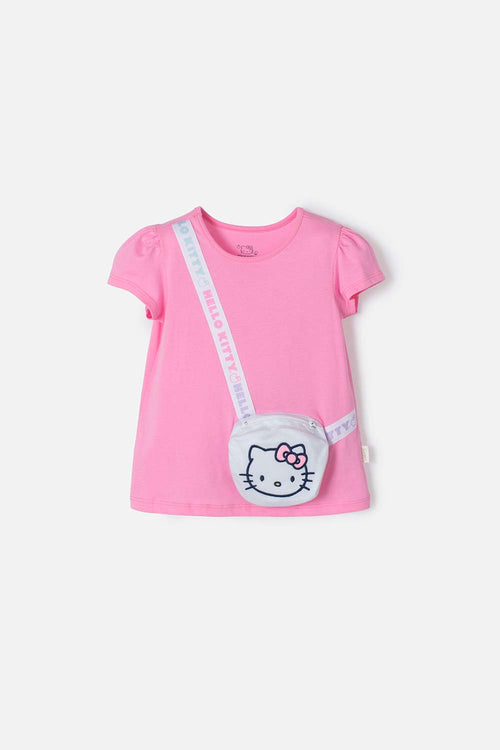 Card slide image -  CAMISETA DE HELLO KITTY MANGA CORTA ROSADO PARA NIÑA 2T A 5T
