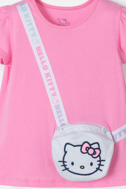  CAMISETA DE HELLO KITTY MANGA CORTA ROSADO PARA NIÑA 2T A 5T