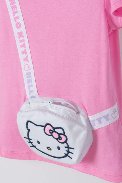  CAMISETA DE HELLO KITTY MANGA CORTA ROSADO PARA NIÑA 2T A 5T