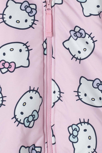 CHAQUETA DE HELLO KITTY CON CAPUCHA ROSADA PARA NIÑA 2T A 5T