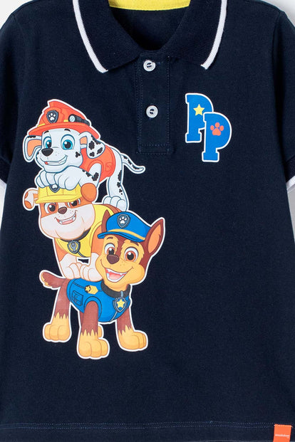 CAMISETA DE PAW PATROL AZUL TIPO POLO PARA NIÑO 2T A 5T