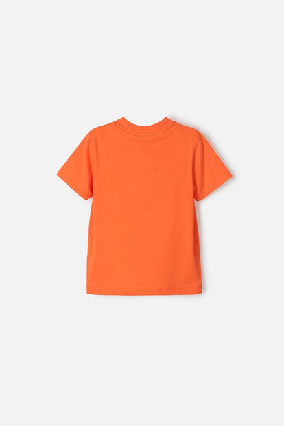 CAMISETA DE HOT WHEELS NARANJA CON CUELLO REDONDO PARA NIÑO 2T A 5T