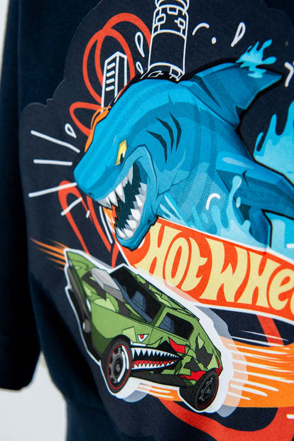 BUZO DE HOT WHEELS AZUL OSCURO CERRADO PARA NIÑO 2T A 5T