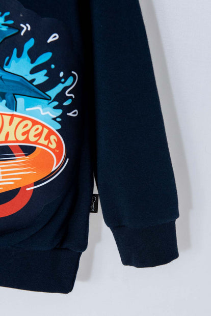 BUZO DE HOT WHEELS AZUL OSCURO CERRADO PARA NIÑO 2T A 5T