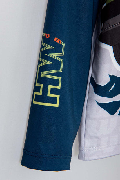 CONJUNTO DE BAÑO DE HOT WHEELS VERDE, AZUL Y GRIS MANGA LARGA PARA NIÑO 2T A 5T