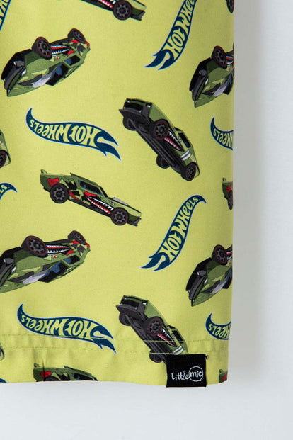 CONJUNTO DE BAÑO DE HOT WHEELS VERDE, AZUL Y GRIS MANGA LARGA PARA NIÑO 2T A 5T