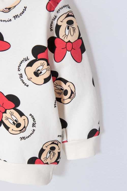 Card slide image -  CONJUNTO MINNIE MOUSE CON PANTALÓN LARGO MARFIL PARA BEBÉ NIÑA