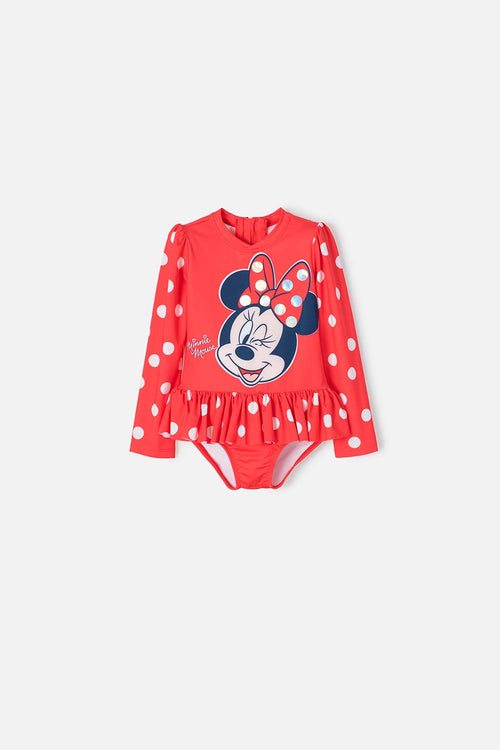 Card slide image -  VESTIDO DE BAÑO MINNIE MOUSE MANGA LARGA ROJO PARA NIÑA 2T A 5T