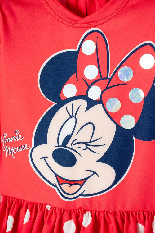 Card slide image -  VESTIDO DE BAÑO MINNIE MOUSE MANGA LARGA ROJO PARA NIÑA 2T A 5T