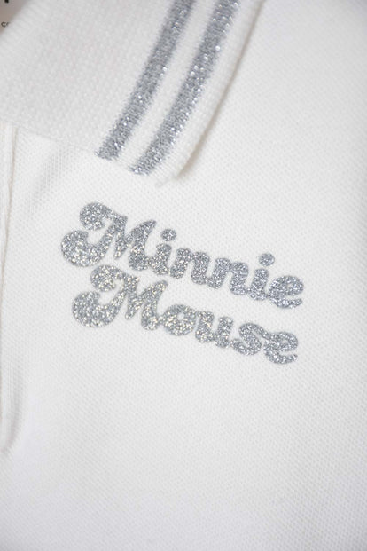 CAMISETA TIPO POLO DE MINNIE MOUSE MARFIL PARA NIÑA 2T A 5T
