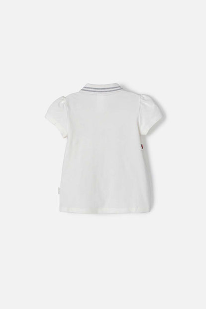 CAMISETA TIPO POLO DE MINNIE MOUSE MARFIL PARA NIÑA 2T A 5T