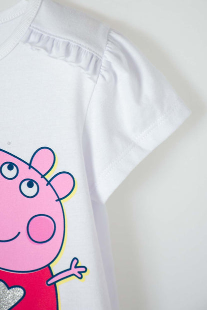  CAMISETA DE PEPPA PIG MANGA CORTA BLANCO PARA NIÑA 2T A 5T