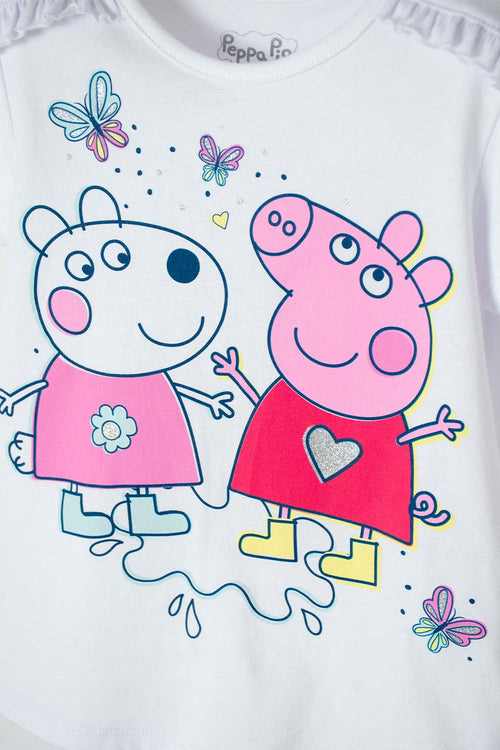 CAMISETA DE PEPPA PIG MANGA CORTA BLANCO PARA NIÑA 2T A 5T